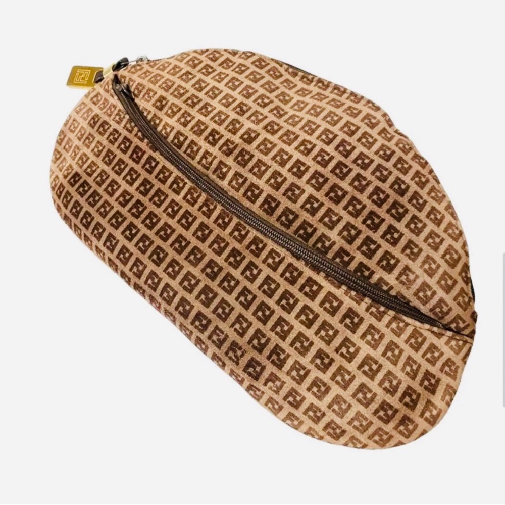 Fendi Brown Velvet Monogram Clutch - Picture 2 of 16